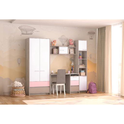 Двухстворчатый шкаф «Зефир 2», розовый